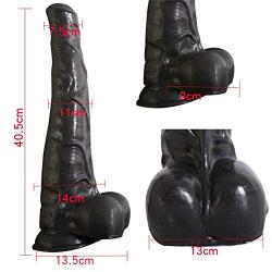 Mkxiaowei Giant Dildo, Realistic Dildo Penis Powerful Sucker, Very Flexible and Realistic Big Man Penis, Glans and Testicles, Real Penis Copy of The Penis, 40.5 cm