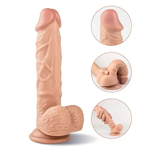 Dildo Sex Toy for Women, SHEQU 8.2Inch Realistic Penis Cock with Suction Cup Silicone Dong with Balls Adult Toys for Vaginal G-spot and Anal Masturbation Waterproof(Hasys Dick)