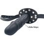 SM Dildo Gag Double-Cock Lockable Realistic Penis Gag Mouth Gag with Adjustable Leather Strap