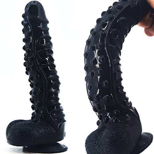 FAAK Suction Silicone Animal Dildo with Octopus Skin Stimulating Bumpy Adult Sex Novelties Fetish Toy Big Penis Large Cock Black Dick Female Masturbation