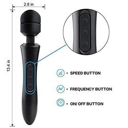 Cordless Wand Handheld Massager Magic Body Therapy Electric 10X Multi-Speed Strong Vibration USB Rechargeable Black