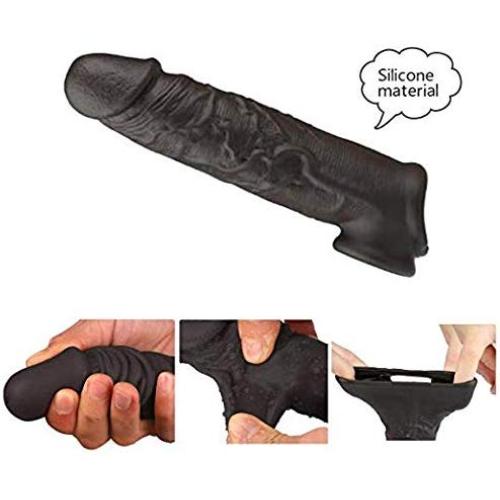 (2ps) Liquid Silicone Silicone penile Condom Expander expands Male Chastity Toys Lengthen Cock Sleeves