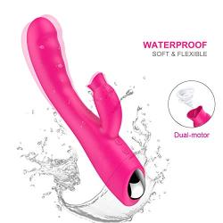 Cordless Wireless USB Rechargable Silent Waterproof Dual Motor 30 Speeds Mode Soft forwomen More Convenient for Bedroom Vibartion Handheld (Color:Rose Red)