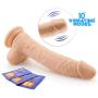 Vibrating Realistic Dildo with 10 Combination Modes, Body Safe, Waterproof Liquid Silicone Penis Vibrator with Suction Cup for Women or Men Sex Toys.