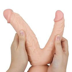Lfcmf 8.27 inch Double Sided Big Toy Real Feel Soft Flexible Double Head Massager (Color : Beige)