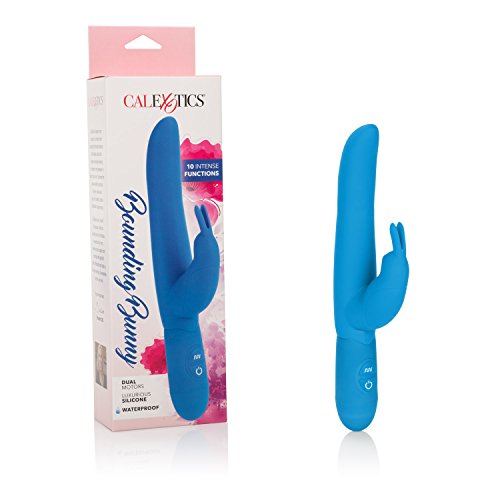 CalExotics Bounding Bunny - Waterproof Rabbit Vibrator Toy for Couples - Adult Sex Clitoral G Spot Massager – Blue