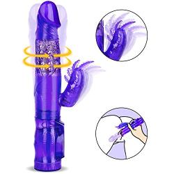 Bombex Temptation Rabbit Vibrator,Clitoral G-Spot Stimulator,Masturbation Vibe,Rotating Beaded Adult Massager for Women Female Beginner,Purple