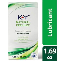 K-Y Natural Feeling Personal Lubricant With Aloe Vera- Safe To Use Lube With Latex Condoms, Devices, Silicone Sex Toys and Vibrators, Free Of Paraben, Glycerin, Hormones, and Fragrances, 1.69 oz.