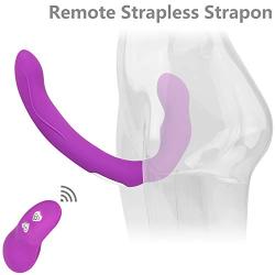 Silent Wireless Best Vágǐna Strapless Strápǒn Ví-bratór Women 9 Speed Double Vi*Brar*tor Lesbian Remote Control Adult Sexcg Toy for Female Couples,Purple Adult Gift