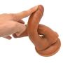 7.07in Safe Real Soft Simulation Strong Suction Real SE Double Toy Stick for Women, Brown