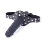 FST Double-Cock Dildo Penis Mouth Gag Mouth Plug Penis Gag with Multi-Function Oral Fixation Mouth Stuffed Bondage Leather Strap On BDSM Adult Sex Toy