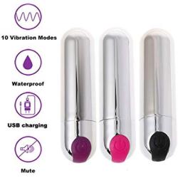 Villvi 10 Speeds Comfort Feeling Powerful Bullets for Women Rechargeable Waterproof (Pink)