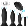 Anal Plug Male Prostate Massager Vibrating Butt Plug 3Pcs Training Kit 9 Vibration Modes with Remote Control Anal Vibrator Sex Toys with Suction Cup Base for Male, Female and Beginner