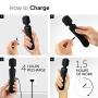 Sunanth Waterproof Cordless Personal Massager - Rechargeable - Premium Handheld Body Wand with Magic Powerful Therapeutic Vibrations - USB - Stress Away Sport Recovery