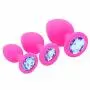 3 Piece 3 Size Silicone Jeweled Anal Butt Plug Beginner Kit, Flirt Toys Luxury Jewel Anal Trainers for Men Women Couples Lover (Pink)