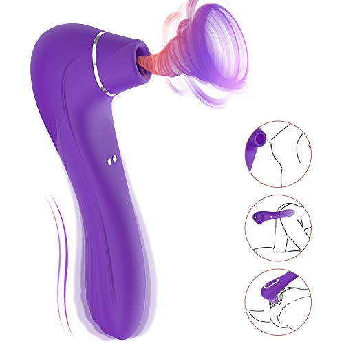 Clitoral Sucking Vibrator G-spot Stimulator for Women, Rechargeable Clit Dildo Vibrators with 10 Suction & Vibration Modes for Nipple and Vagina Massage, Fondlove Adult Sex Toys for Solo or Couples