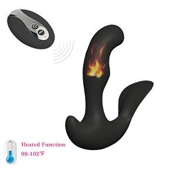 Vibrator Sex Toy for Women Men Anal Plug Wireless Remote Control Personal Wand Massager Powerful Speed Vibrating Male Prostate Massage Heating Rechargeable Waterproof Cordless (Black + Remote Control)