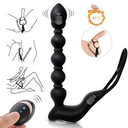 Anal Vibrator with Penis Ring Male Sex Toys with 10 Frequency Wireless Remote Control Prostate Massager Butt Plug Adult Toys for Men Women and Couples (Black)