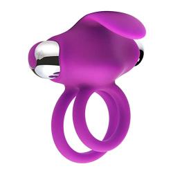 USB Rechargeable 10 Speed Waterproof Separable Easy to Clean Male Double Ring Massage Tools with Adult Toys Play for Men Or Couples（Choice of Purple or Black） (Purple)