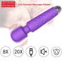 Mini Wand Massager, Personal Handheld Electric Cordless Body Massage Wand Powerful Vibrate Rechargeable Waterproof Wand - 20 Pulsation 8 Speed, Calypso Purple