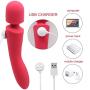 LED Light Vibrator Portable Electronic Mobile Computer USB Rechargeable Power Wireless Wand Massage Cordless Electric Massager (Pink-4)
