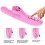 G Spot Clitoral Vibrator, Waterproof Soft Silicone Licking Tongue Vibrating Dildo Oral Massager Vagina Stimulator Sex Toy with Heating Function, Pink