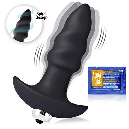 Vibrating Butt Plug - Anal Sex Toys Dildo Soft Liquid Silicone Anal Vibrator Medical Grade Anal Trainer Flexible Waterproof for Men Women Toy by Honey Adult Play, Black