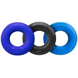 Hunkyjunk HUJ3 C-Ring 3-Pack - Tar/Cobalt/Aqua