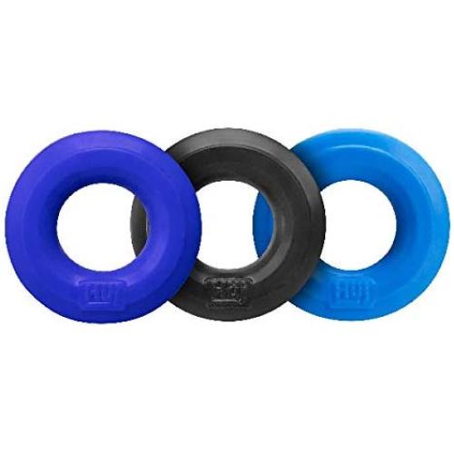 Hunkyjunk HUJ3 C-Ring 3-Pack - Tar/Cobalt/Aqua