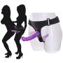 Strap on Dildo Double Dongs with Adjustable Harness G Spot Massager for Lesbian Female Sex Toy (Purple)