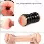 Pocket Pussy Male Masturbator Cup - 3D Realistic Masturbation Adult Sex Toys Vagina and Mouth with Teeth and Tongue Oral Masturabator Sleeve for Intense Stimulation, Black