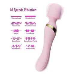 Silicone Double-Head G-Spot Dildo Vibrators Personal Massager Stick USB Rechargeable Adult Sex Toys for Women Clitoris Vagina Anal Stimulator (Double Head + Pink).