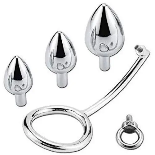 Anal Plug Set, Steel Stainless Anal Hook with 3 Size Butt Plugs Detachable Metal Anal Plug Unisex Fetish Sex Toys for Lovers(40mm) Anal Plug Set, Steel Stainless Anal Hook with 3 Size Butt Plugs Detachable Metal Anal Plug Unisex Fetish Sex Toys for Lovers(40mm)