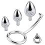 Anal Plug Set, Steel Stainless Anal Hook with 3 Size Butt Plugs Detachable Metal Anal Plug Unisex Fetish Sex Toys for Lovers(40mm）