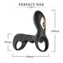 OUYAWEI Time Delay Vibrating Cock Ring with Massager Brush Silicone Sex Toy Black
