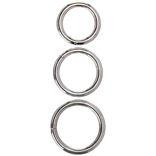 M2m Cock Ring, Metal, Regular, 3 Piece Set, Chrome