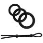 FeiGu 3 Silicone Cockring Set + 1 Adjustable Penis Tie Ball Ring for Men Erection Enhancing Male Adult Sex Toy