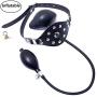 Inflatable Mouth Gag Bound Masks - Davidsource Studded Faux Leather Panel Gag Open Mouth Plug Head Harness Restraints Kit (Padlock 1 Piece)