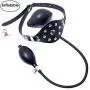 Inflatable Mouth Gag Bound Masks - Davidsource Studded Faux Leather Panel Gag Open Mouth Plug Head Harness Restraints Kit (Padlock 1 Piece)