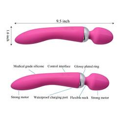 Dual Wand Handheld Massager - 2 Independent Motors, 10 Speed -Therapeutic Muscle Relaxation and Relief for Foot, Back, Shoulders - Waterproof, Cordless, USB Rechargeable, Pink -by O-wOw