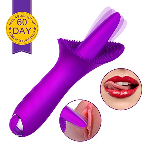 Clit Bullet Vibrator for Female, Tongue Sex Toy Oral Stimulator, Fovel Soft Cunnilingus Licking Dildos Clitoral 10 Modes Vibe Tickler Adult Women Nipple Solo Orgasm Vaginal Anal Massager Quiet