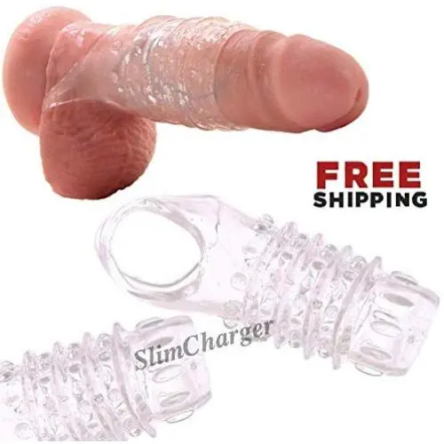SlimCharger Ribbed Enlarger Enhancer Sleeve with Ball Ring Toy for Men