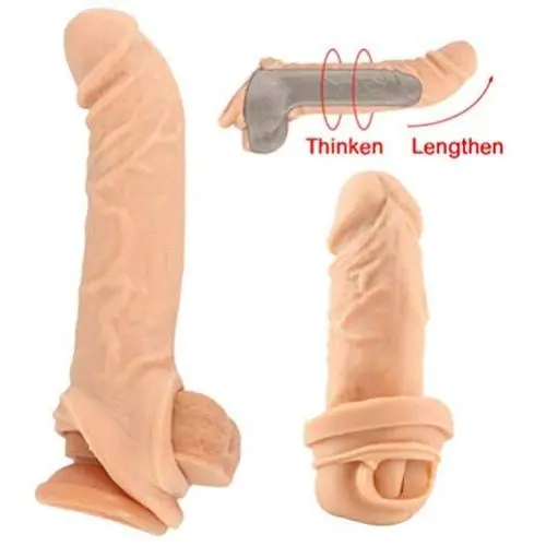 Skin 10inch Pê-NIS Sleeve Vib-ratór Reusable Cóndoms for Men Pê-NIS En-la-rgement Delay Ejacuation Trainer Pê-nisring Cóndom Condones Safer