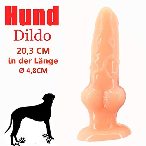 FST Silicon Animal Big Dildo Suction Animal Penis 8 Inch Dog Dildo for Anal Sex Vaginal Stimulator Realistic Dildo Novelties Sex Toy (Beige)