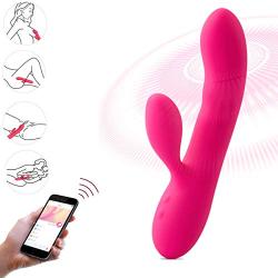 G Spot Rabbit Vibrator with APP Control for Vagina and Clitoris Stimulation, iball Waterproof Silicone Dildo Vibrator with 6 Powerful Vibration Modes Rechargeable 3 Motor Sex Toys for Women and Couple