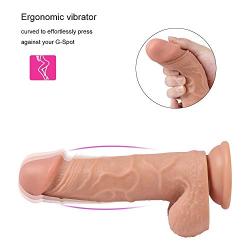 Bibida 8.26 inch penǐs Lifelike Thrusting Vibrating Multifunction Dîldɔ with Strong Suction Cup and Rotating Device for Beginners