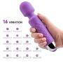 Waterproof Portable Rechargeable Wand Massager,8 Kinds of Powerful Frequency 20 Modes, Muscle Relaxation Body Treatment（Purple）