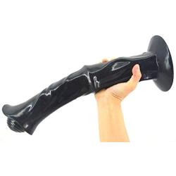 Huge Super Long Horse Cock Type Anal Dildo 13.8&quotx3.35&quotx5.12" Big Plug Ribbed Body Strong Suction Cup (Black)