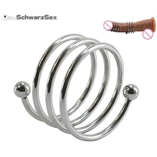 SchwarzSex Stainless Steel Penis Ring Delay Ejaculation Dick Ring Spiral Metal Cock Rings Penisring Chastity Device Adult Sex Toys for Men,30mm