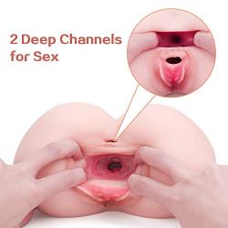 Male Masturbators Pussy Ass Sex Doll for Men Masturbation, Adorime 3D Realistic Virgin Butt Stroker Adult Toys with 2 Openings and Built-in Functional Tighten-Rings for Intense Stimulation